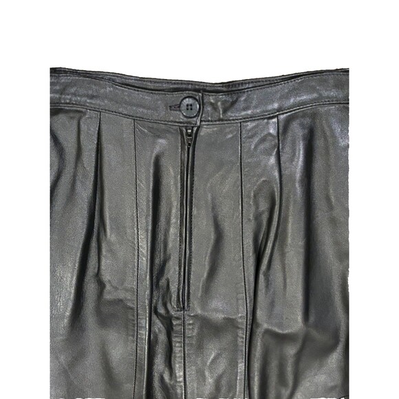 Vintage Sea Dream Leather Midi Pencil Short sz 6 Black Leather - Picture 6 of 7